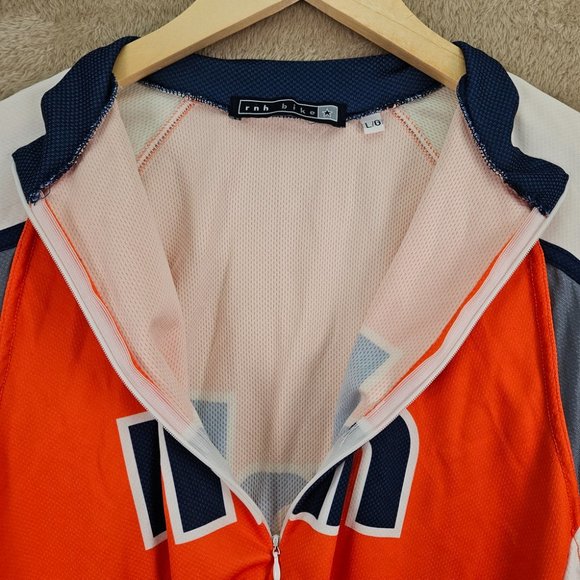 rnh bike Cycle 3/4 Zip Cycling Jersey Men's Size L Orange T-Shirt Short Sleeve - Picture 9 of 10